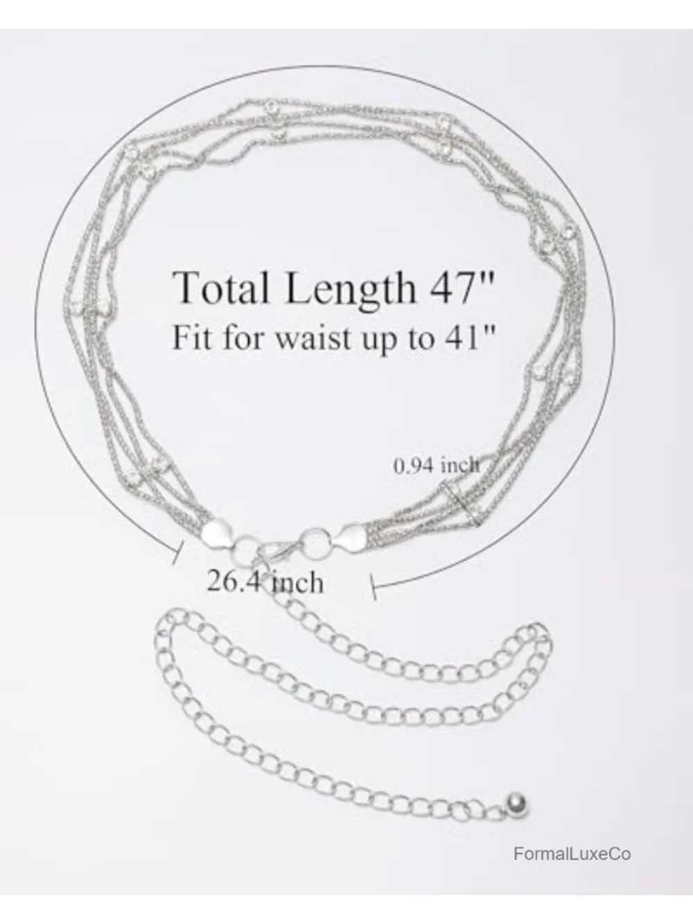 Rhinestone Waist Chain Belt - Sparkly Bling Belt for Dresses - Adjustable